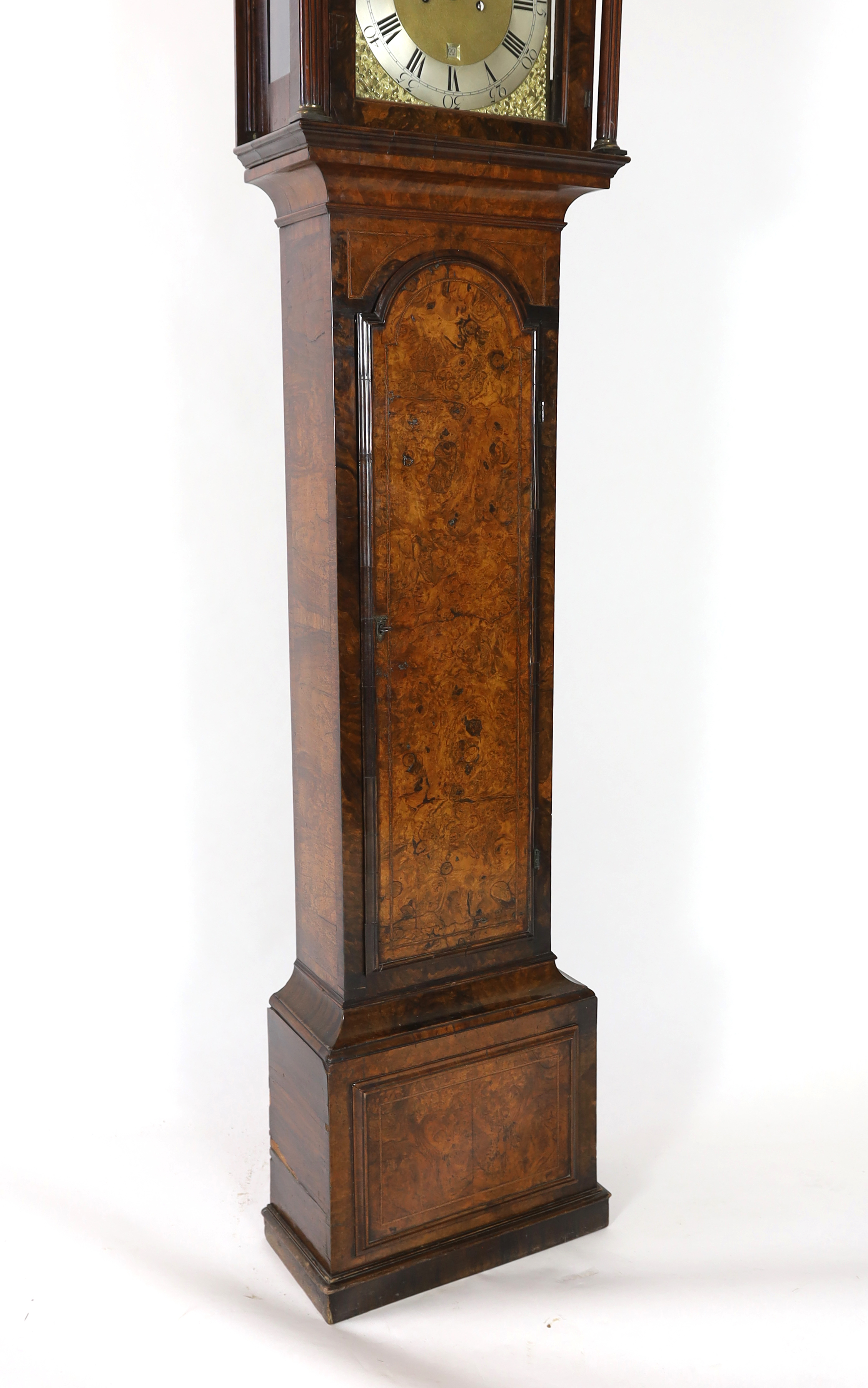 Gulielmus Warren of London, a George III walnut cased eight day longcase clock, 55cm wide, 236cm high